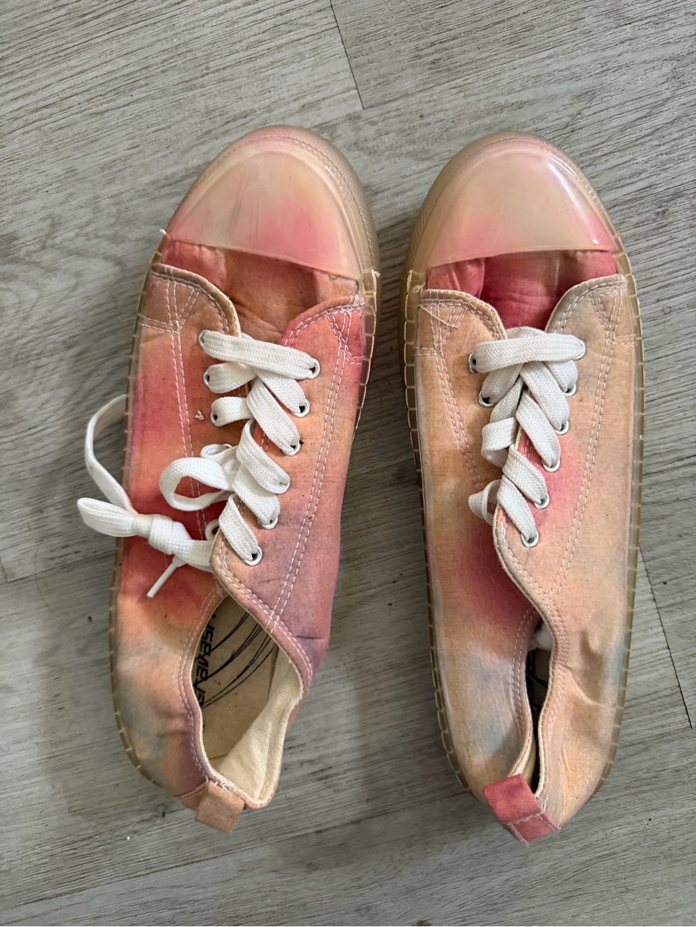 Women's Tie-Dye Canvas Sneakers - Peach & Pink